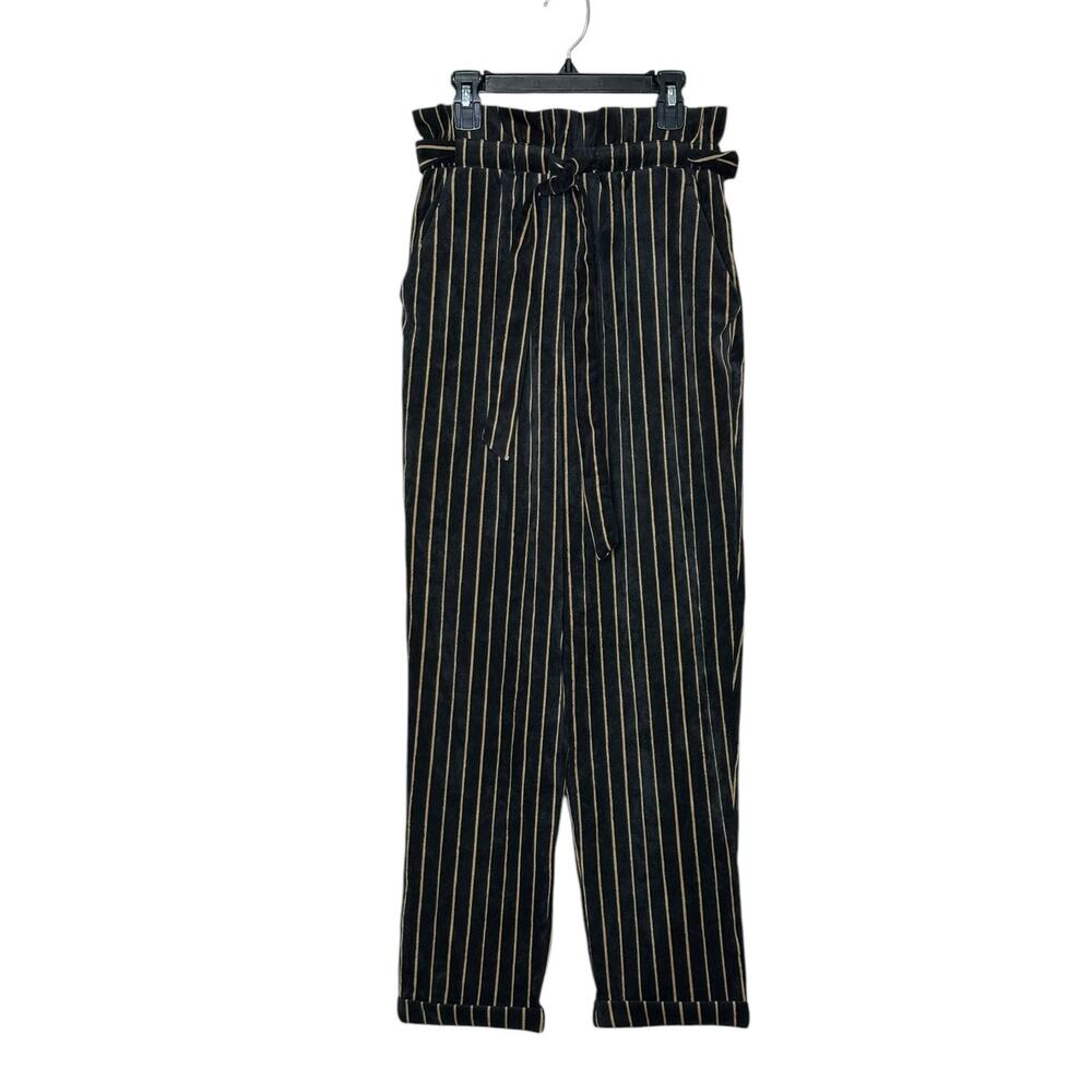 Lush black gold striped soft corduroy high waisted pants size M